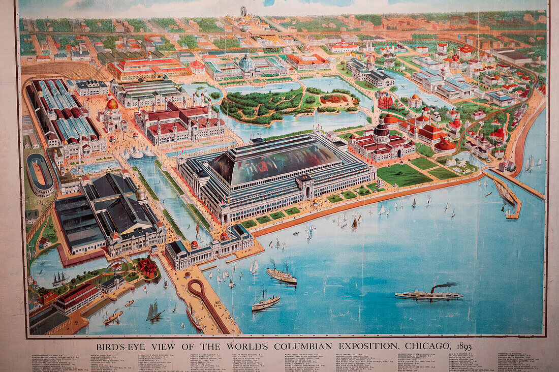 Map of 1893 Chicago World Fair at Nikola Tesla exhibition
