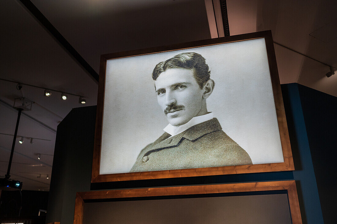 Nikola Tesla portrait at Nikola Tesla exhibition
