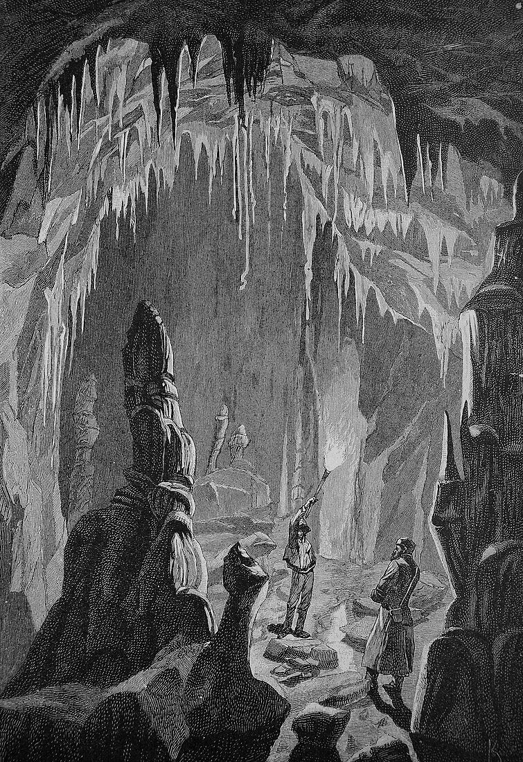 Stalactites in Carlsbad Caverns, illustration