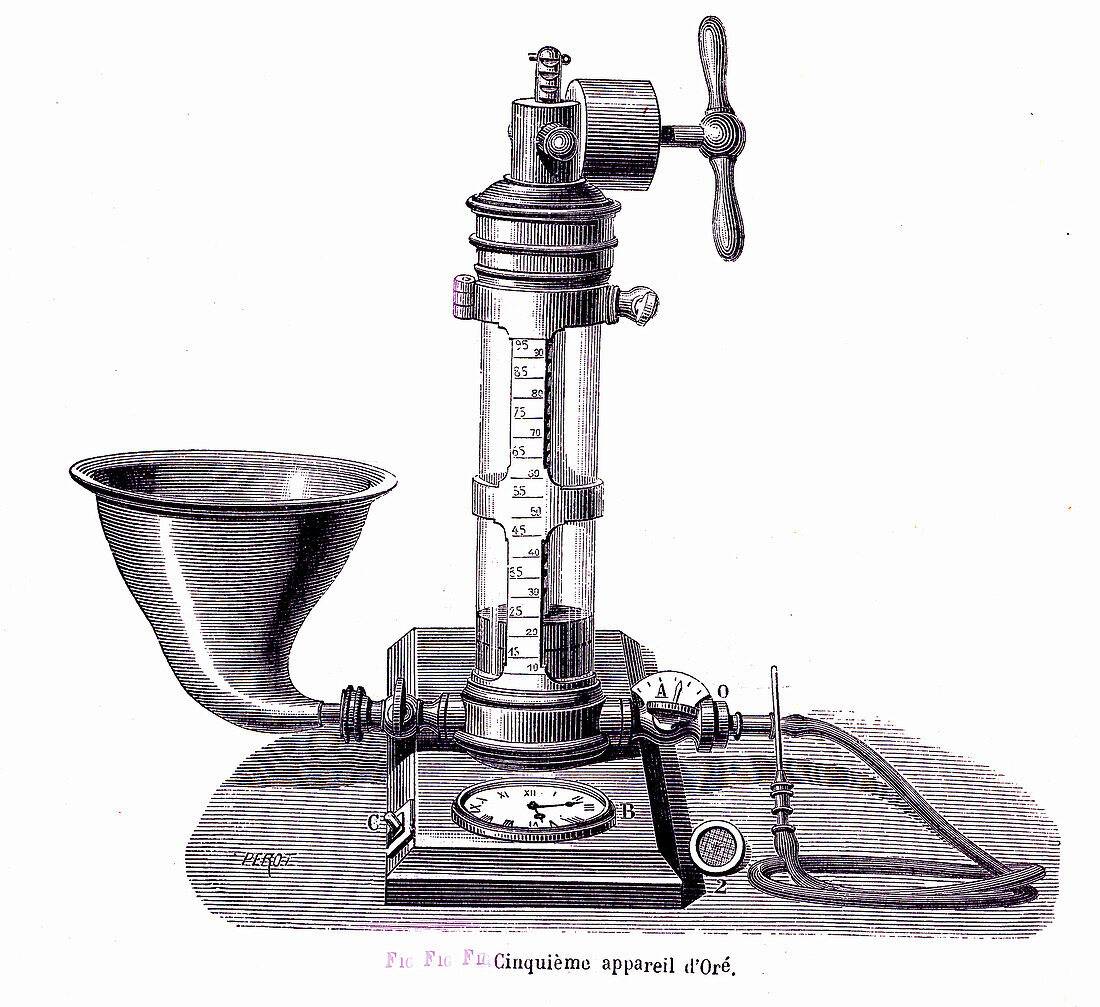 Blood transfusion apparatus, 19th century illustration