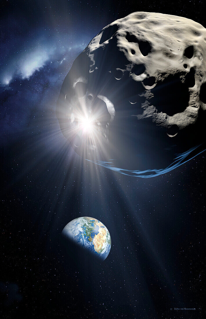 Asteroid deflection, illustration