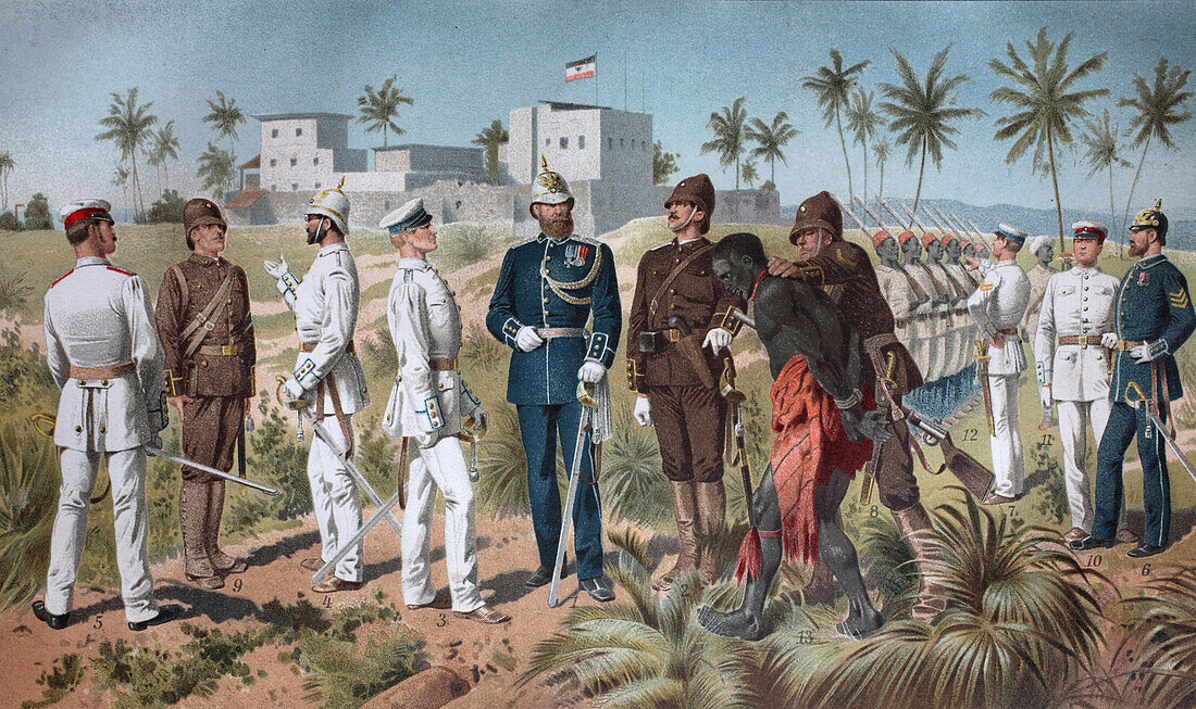 German colonial protection force, 19th century illustration