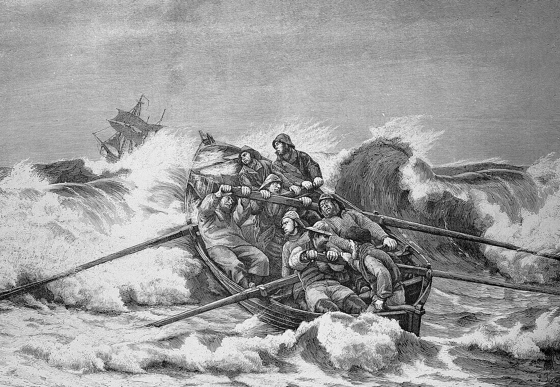 Lifeboat, 19th century illustration