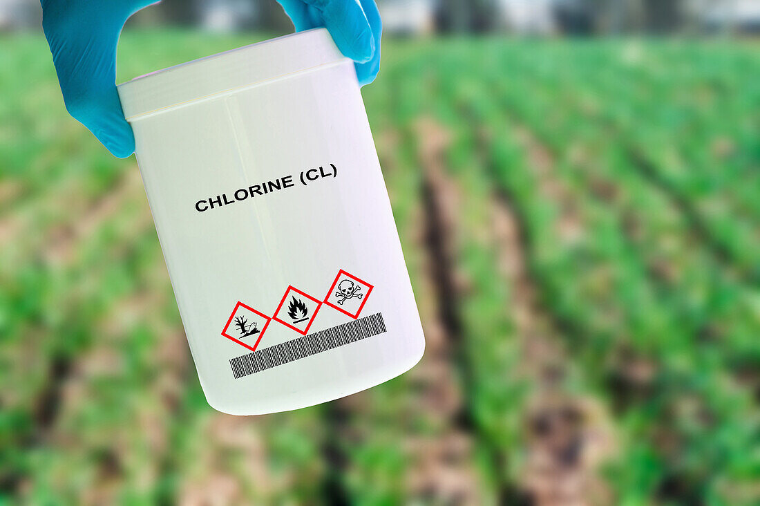 Container of chlorine