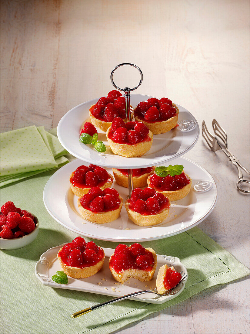 Mini cheesecake with raspberries