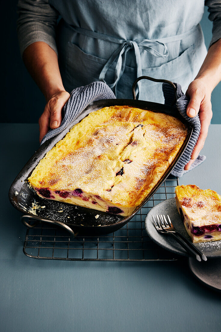 Curd cheese strudel with berries