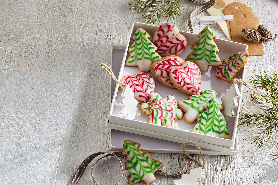 Christmas gingerbread biscuits with icing
