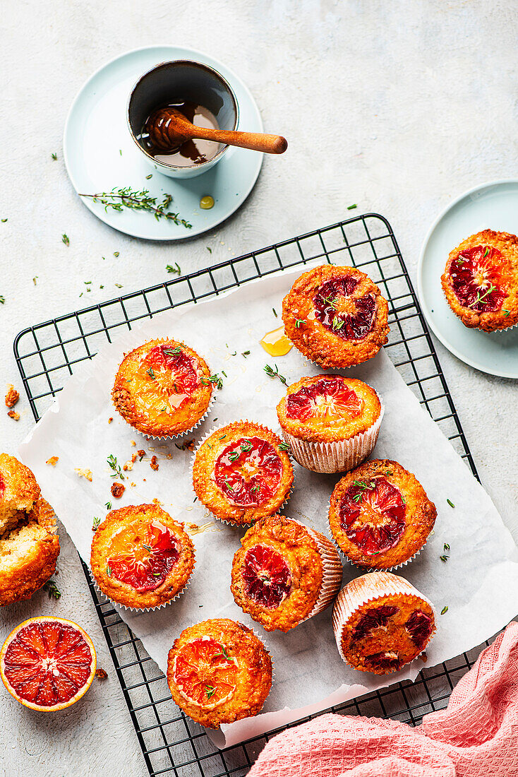 Blood orange muffins with honey