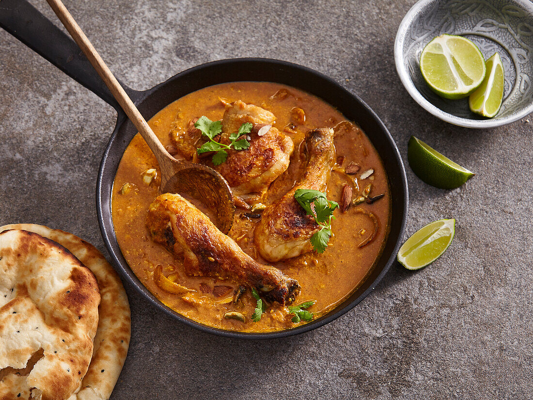 Chicken korma with almonds and coconut milk