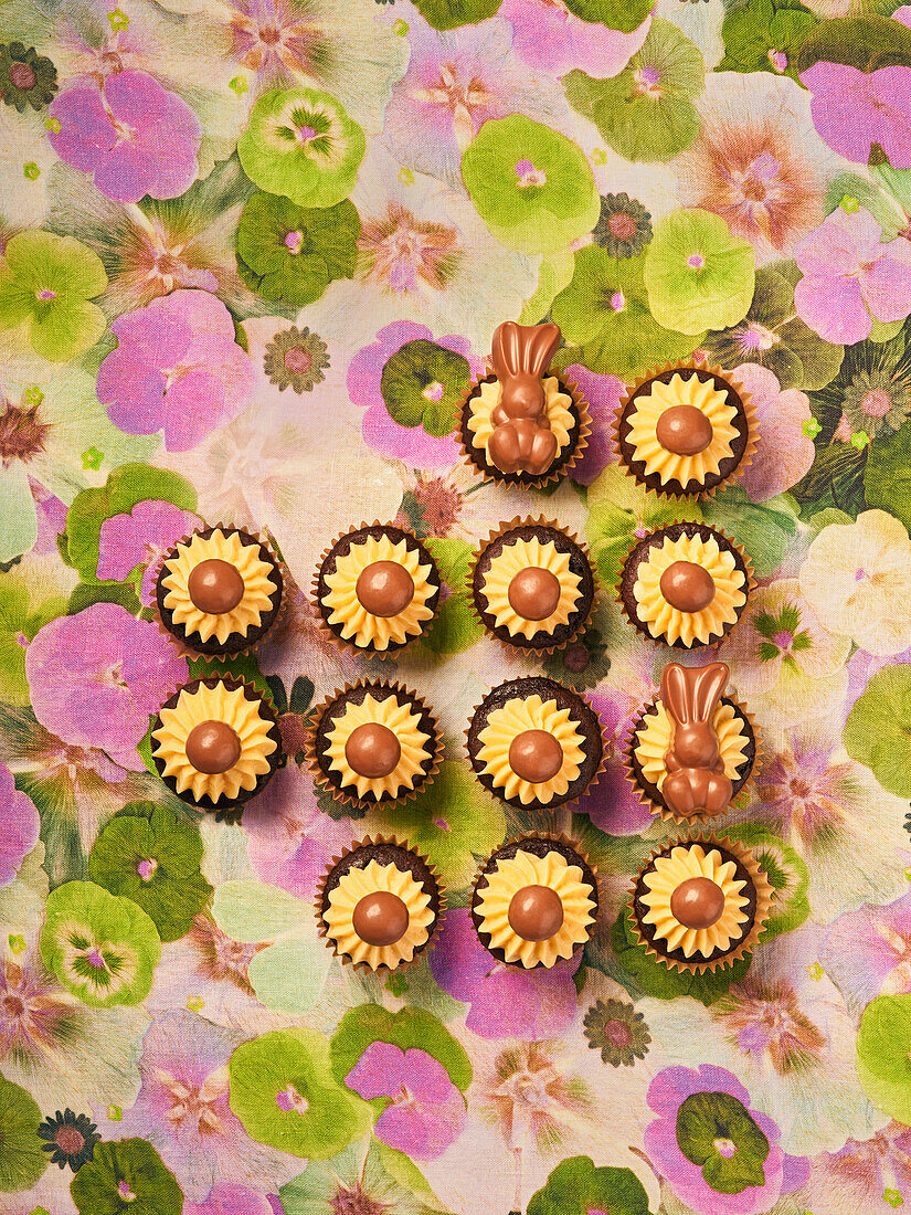 Mini chocolate cupcakes with malt sweets