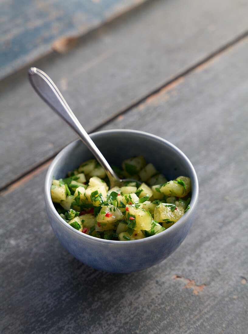 Spicy pineapple mix with parsley