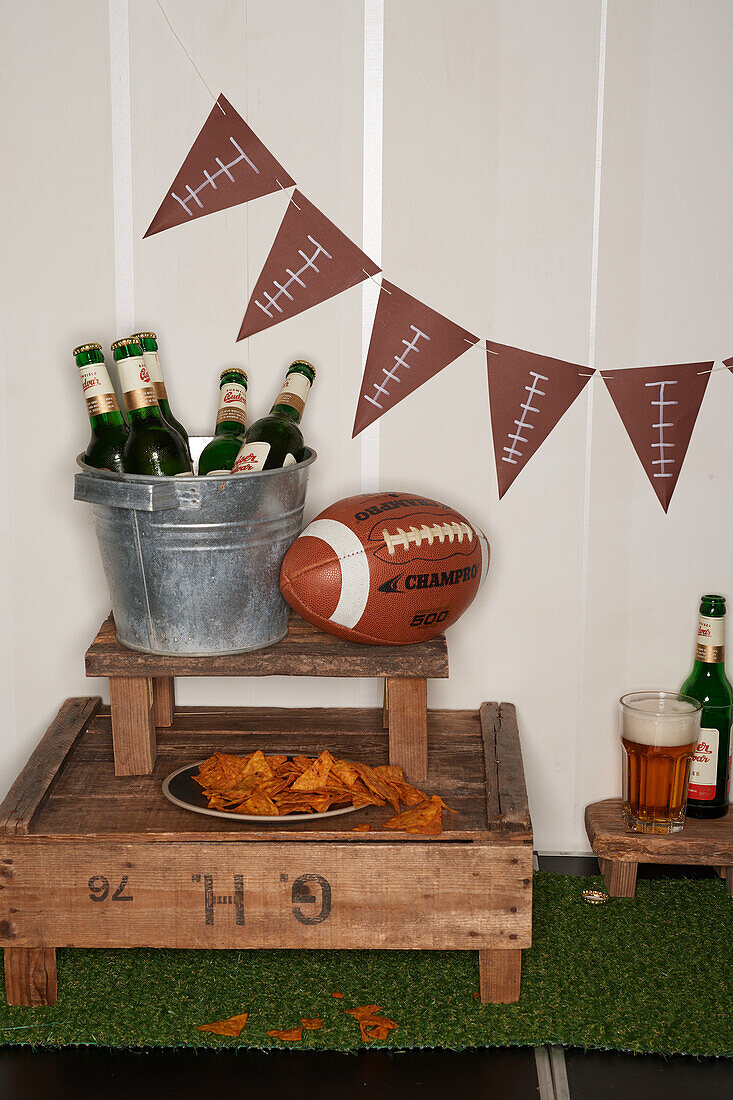 Football garland - decoration for the Superbowl TV evening