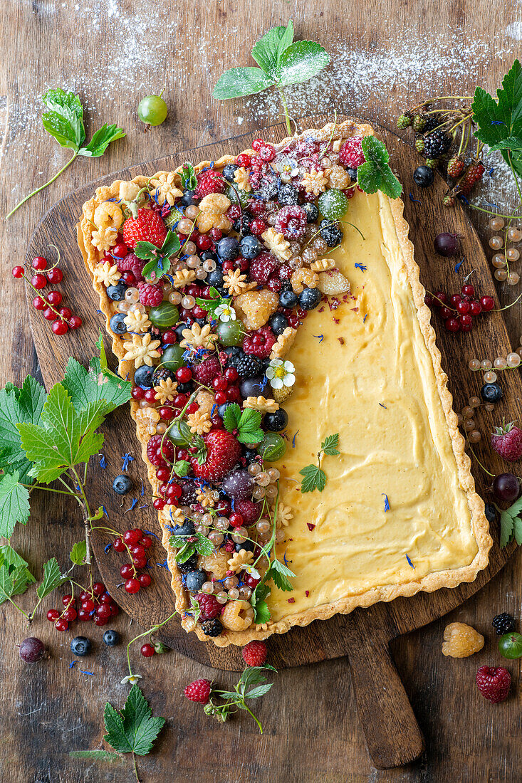 Vanilla quark tart with summer berries