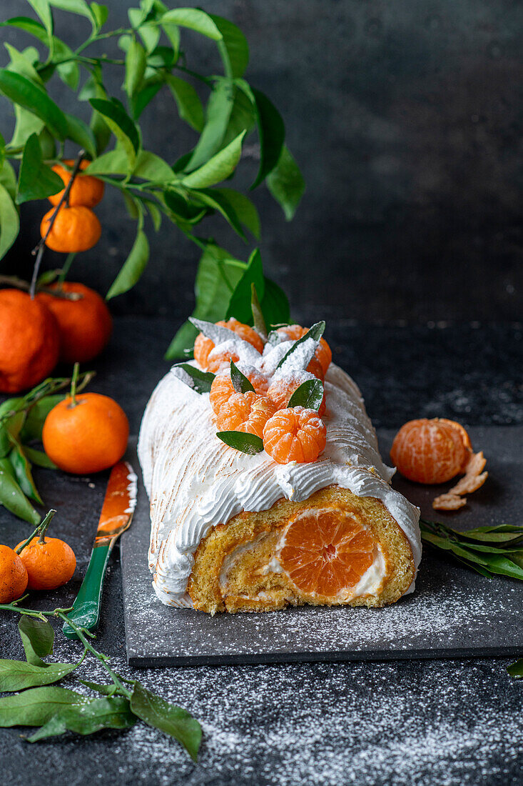 Clementine sponge roulade