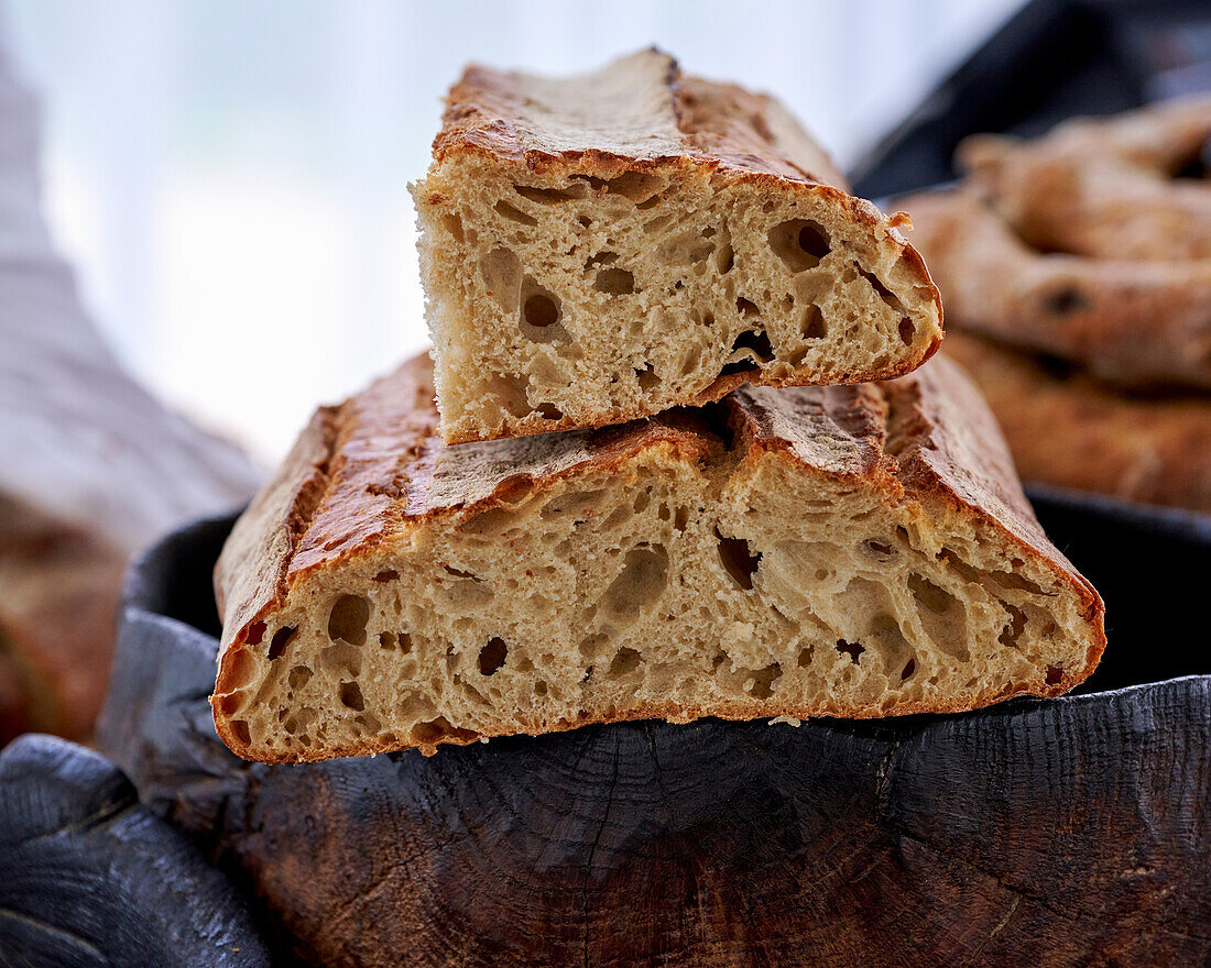 Freshly baked French country bread