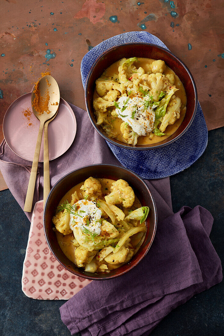 Gelbes Blumenkohl-Fenchel-Curry mit gerösteten Gewürzen