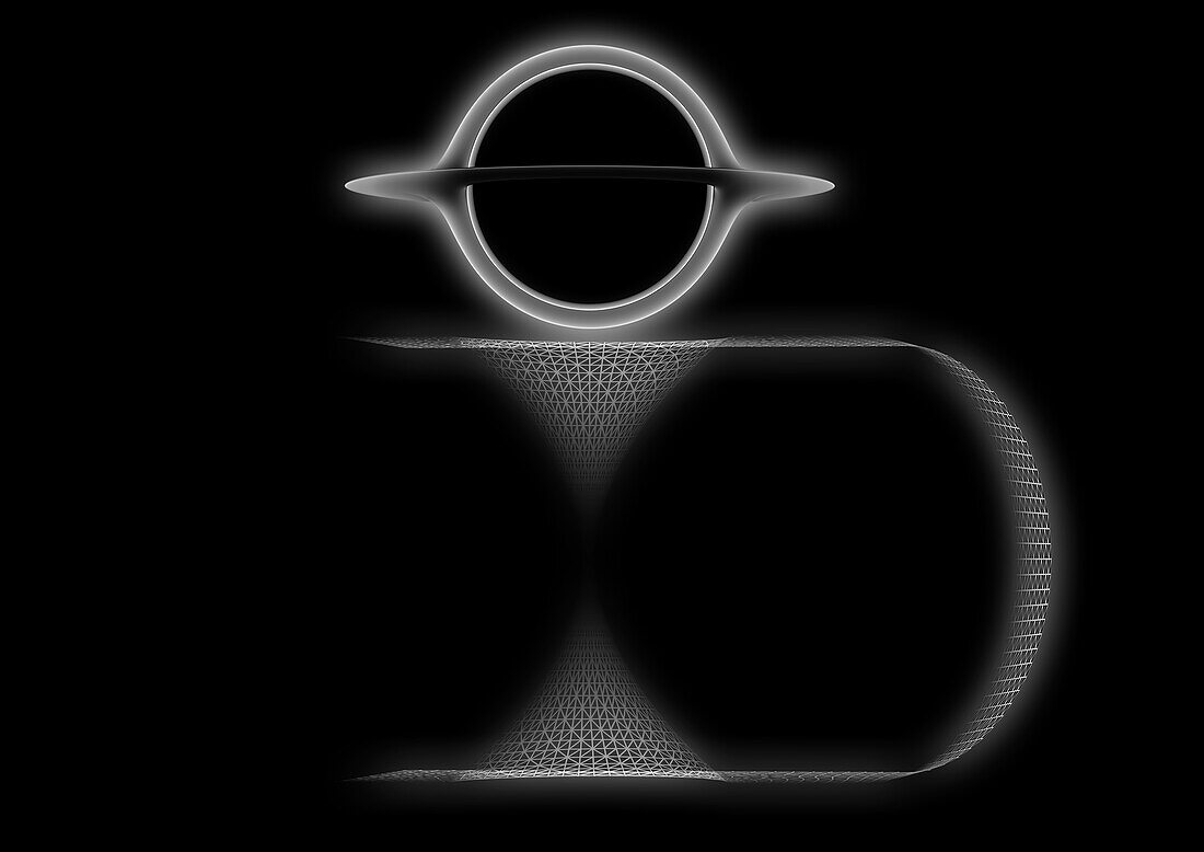 Black hole and wormhole, illustration
