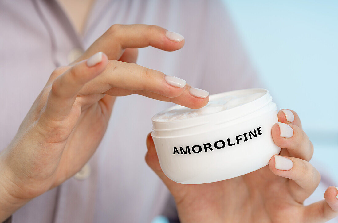 Amorolfine medical cream, conceptual image