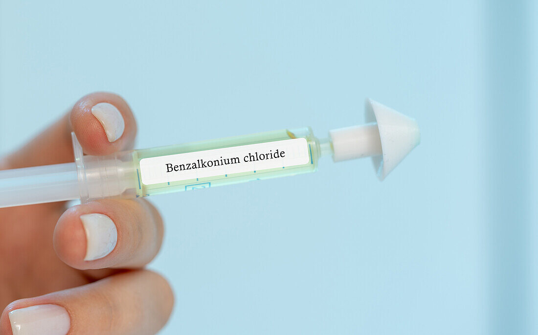 Benzalkonium chloride intranasal medication, conceptual image