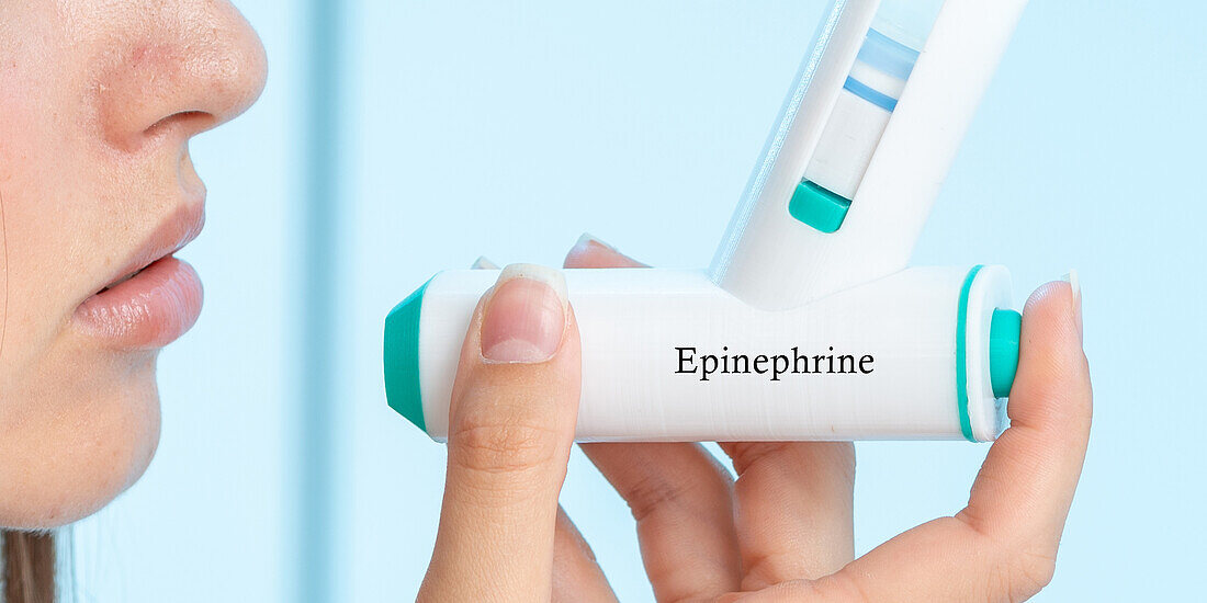 Epinephrine medical inhaler, conceptual image