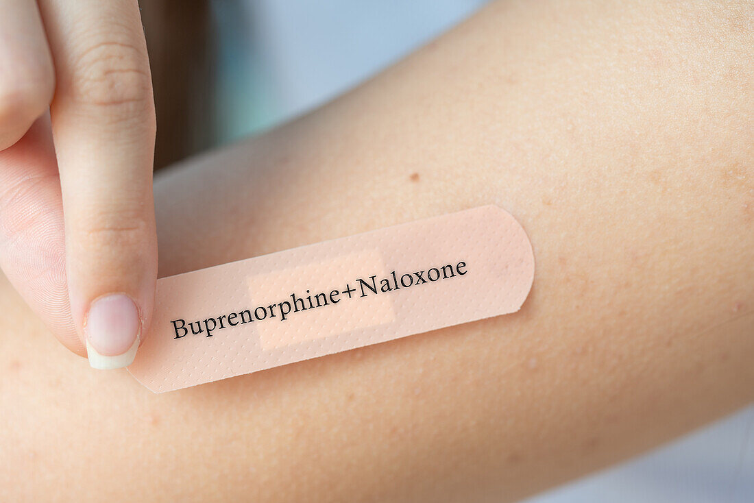 Buprenorphine and naloxone transdermal patch, conceptual image