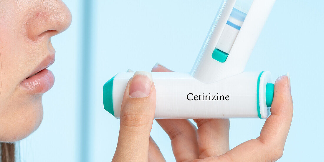 Cetirizine medical inhaler, conceptual image