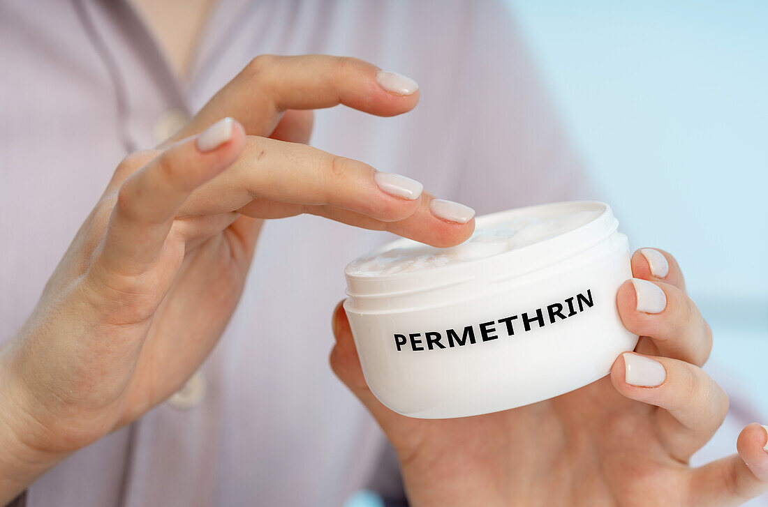 Permethrin medical cream, conceptual image