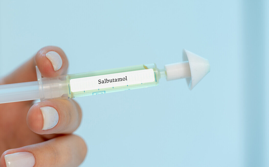 Salbutamol intranasal medication, conceptual image