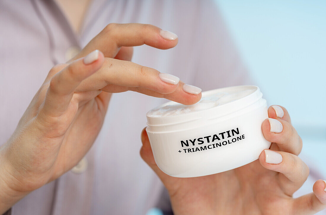 Nystatin and triamcinolone medical cream, conceptual image
