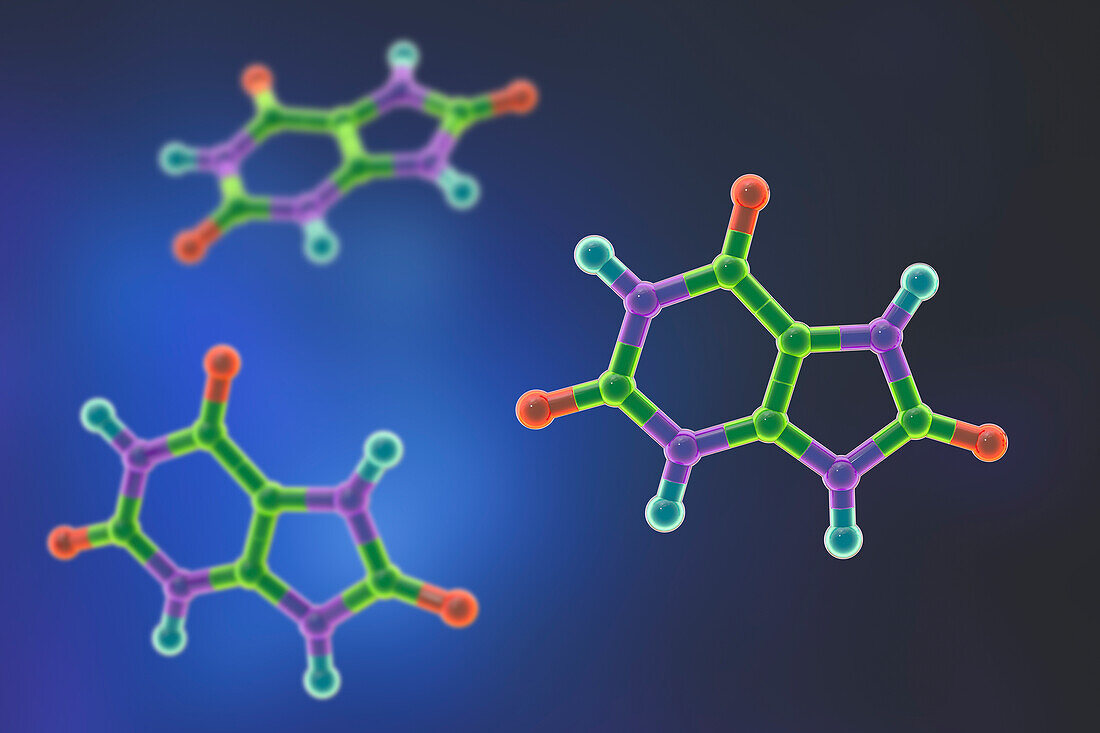 Uric acid molecule, illustration