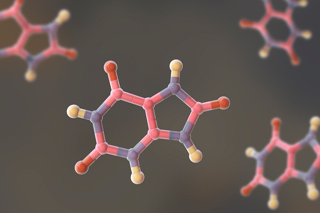 Uric acid molecule, illustration