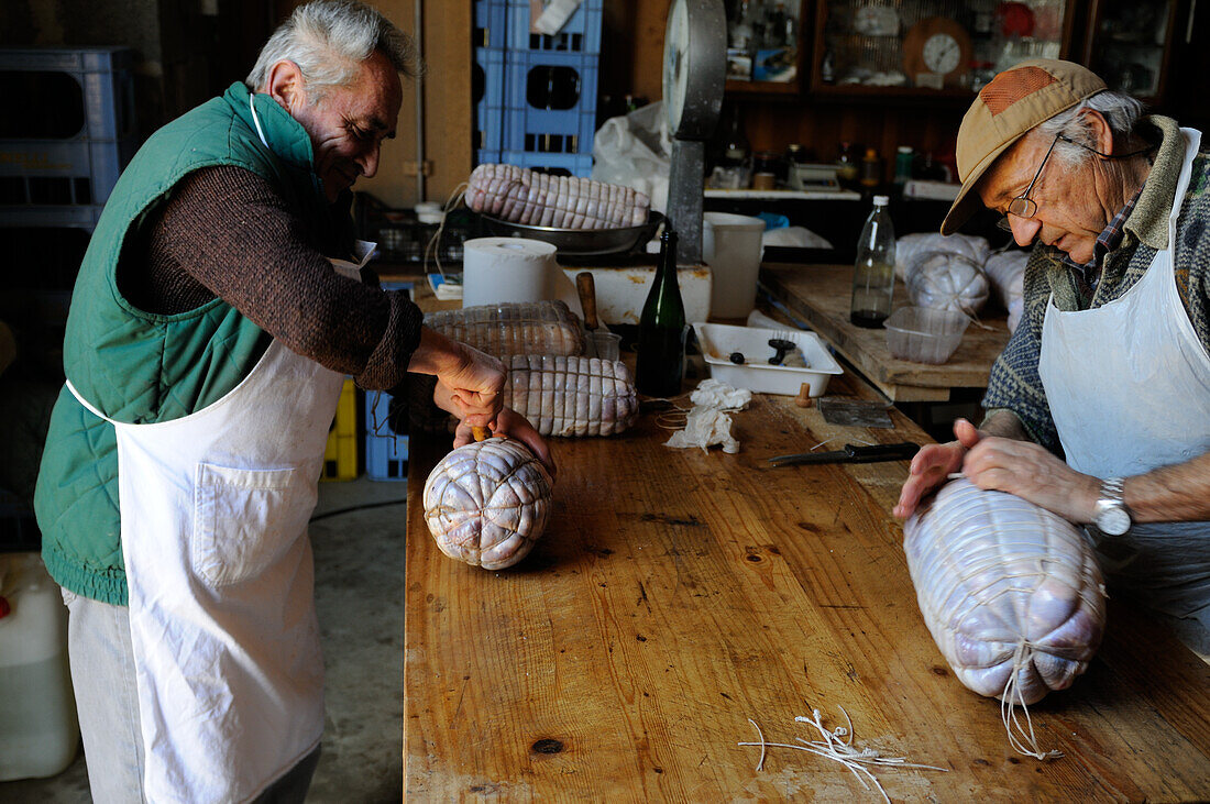 Making traditional Italian salami