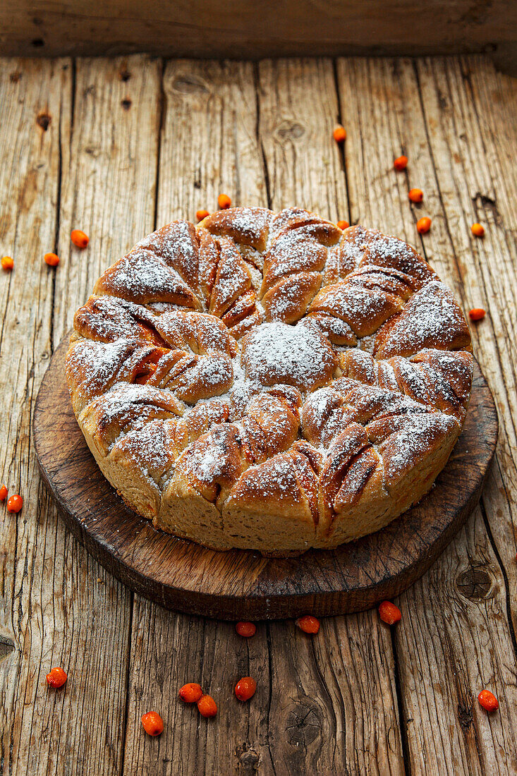 Yeast puff pastry with sea buckthorn