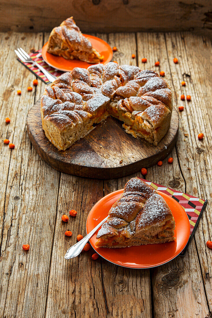 Yeast cake with sea buckthorn