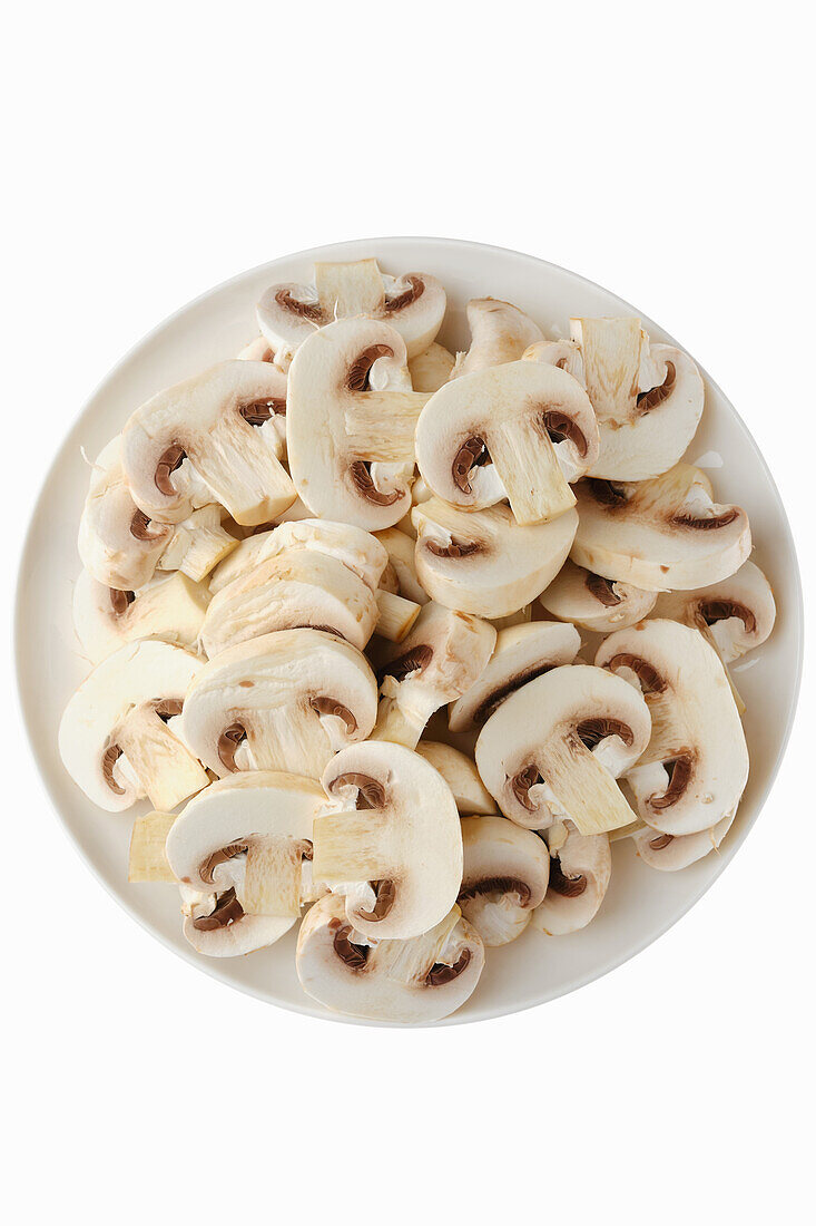 Plate of sliced mushrooms