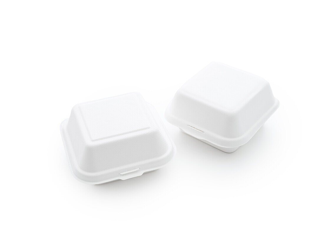 White square disposable packaging for takeaway food