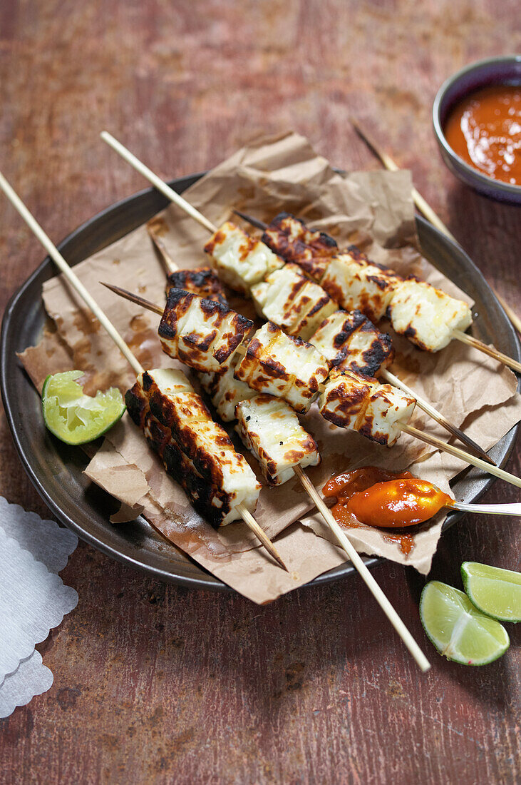 Grilled halloumi skewers