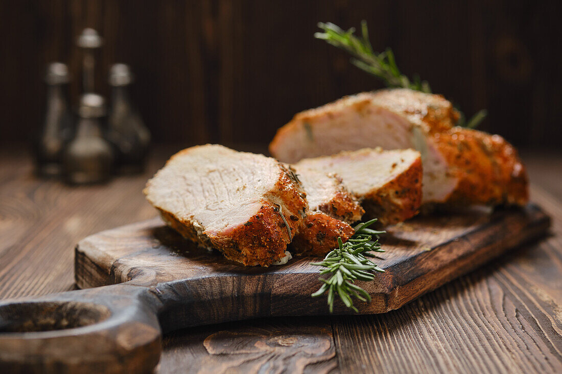 Roasted pork neck with rosemary