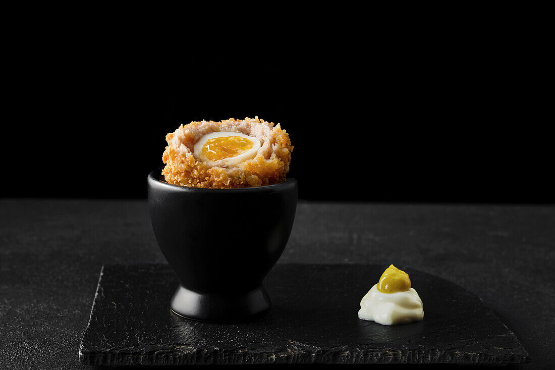 Scotch egg with mustard-mayonnaise dip