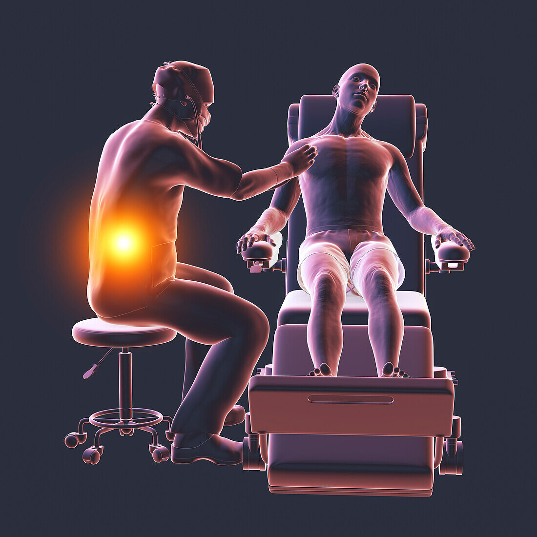 Healthcare worker experiencing back pain, illustration