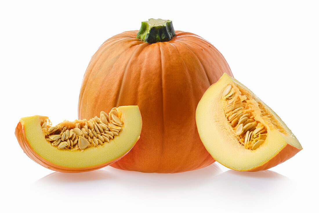 Whole and sliced mini pumpkin