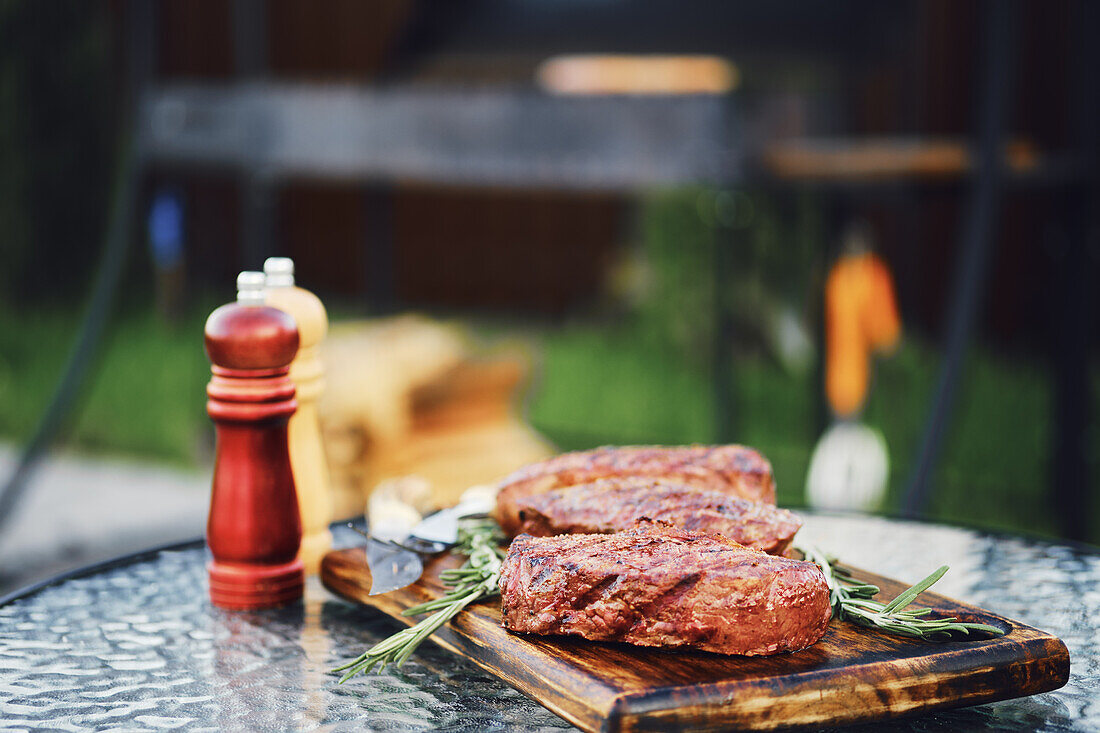 Grilled beef steak with rosemary