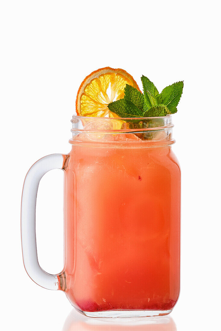 Orange-cherry lemonade with mint