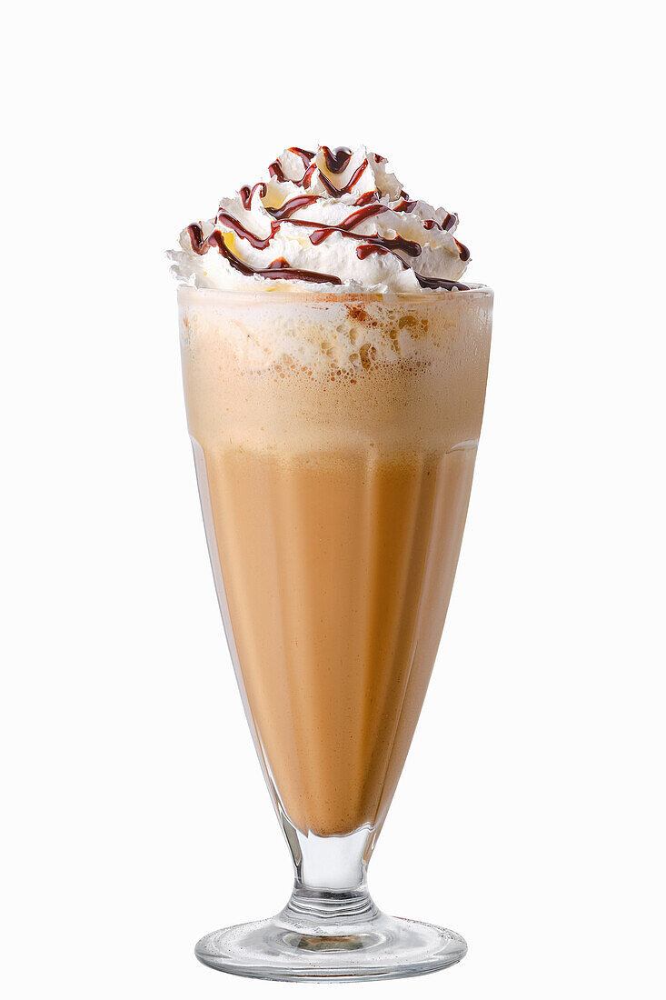 Chocolate milkshake with cream and caramel sauce