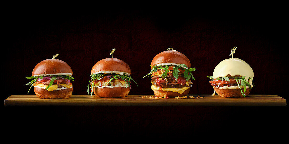 Four different burgers