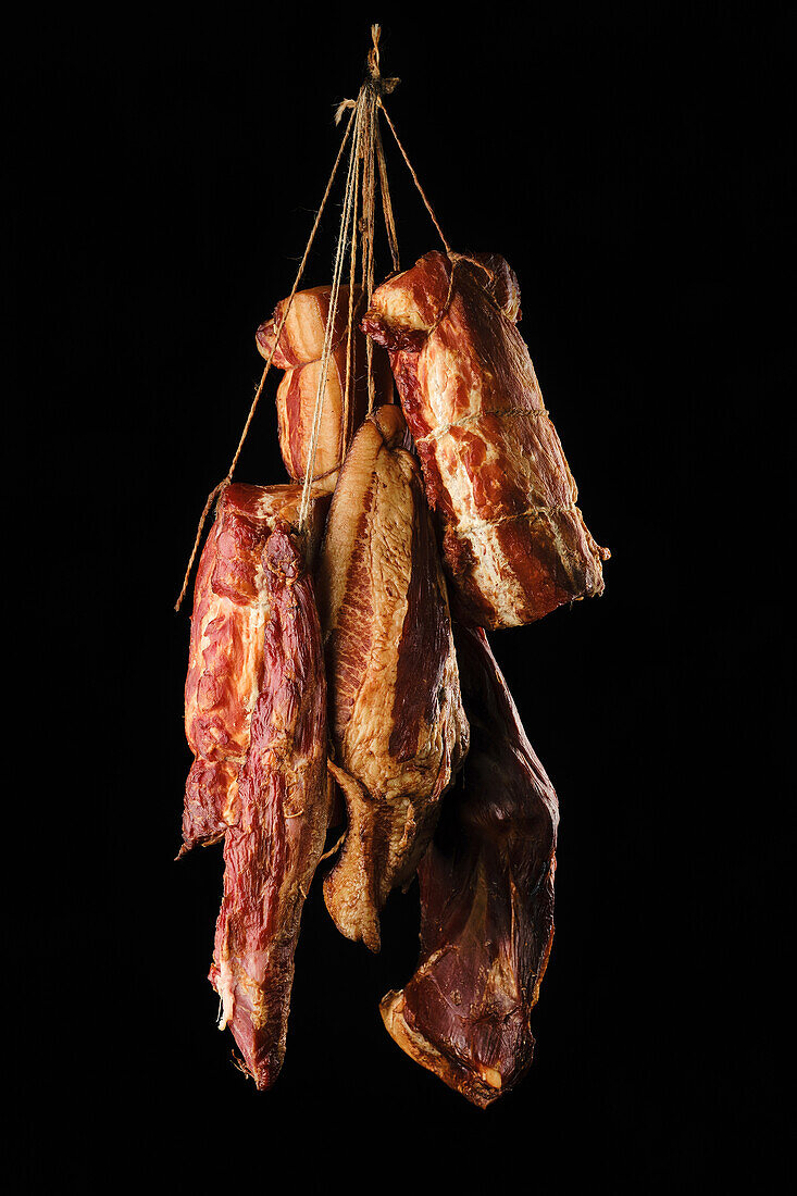 Various air-dried and smoked pieces of lamb and beef