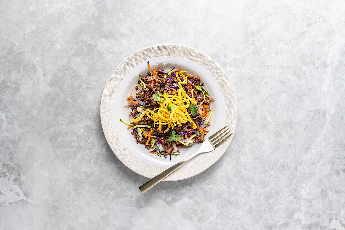 Laotian beef salad with lemon zest