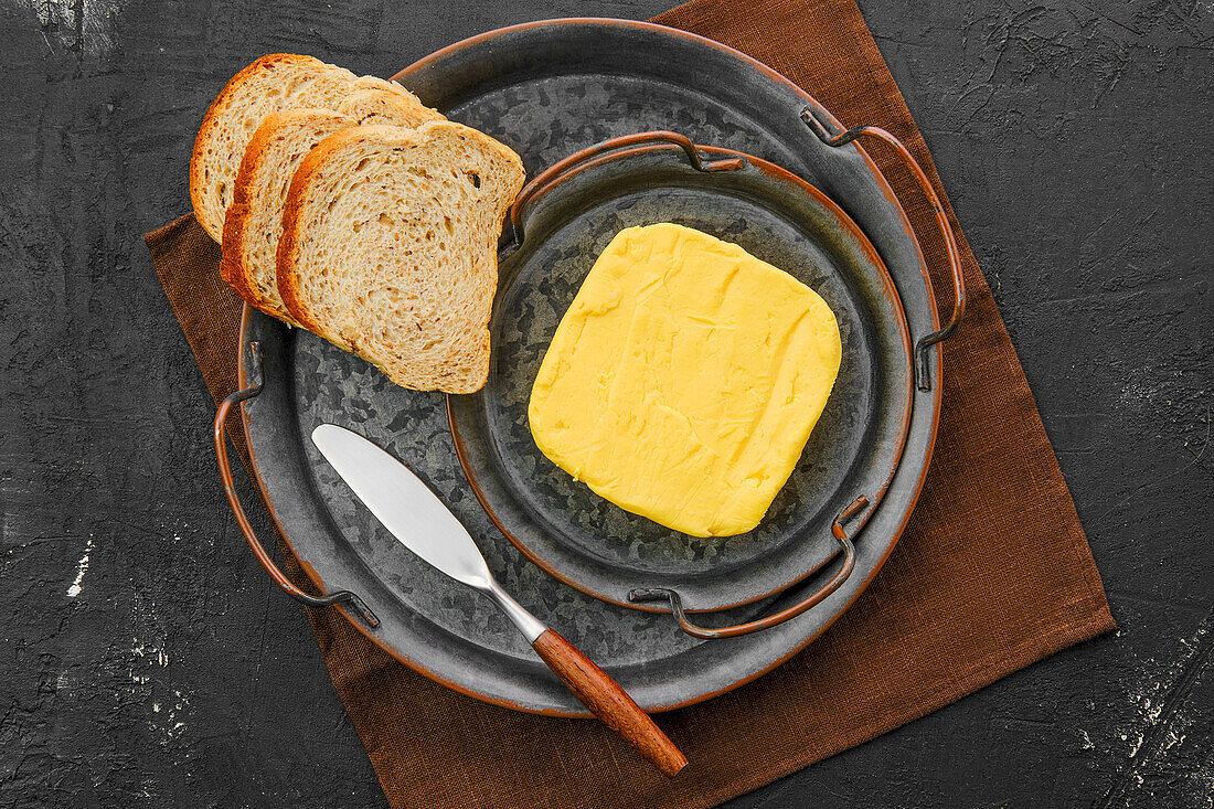 Homemade butter with bread