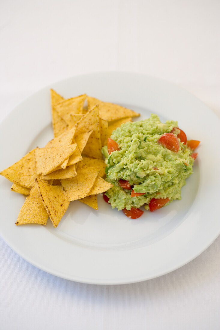 Guacamole with tortilla chips