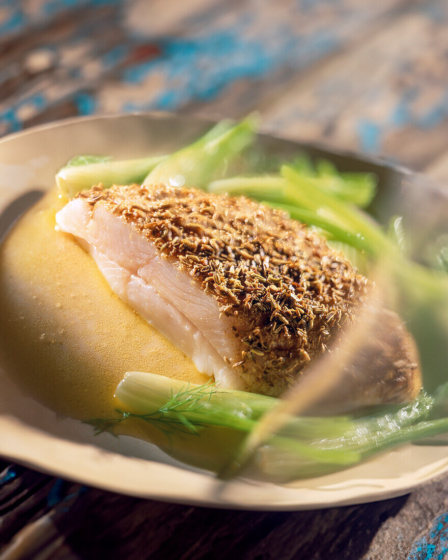 Halibut with three kinds of fennel